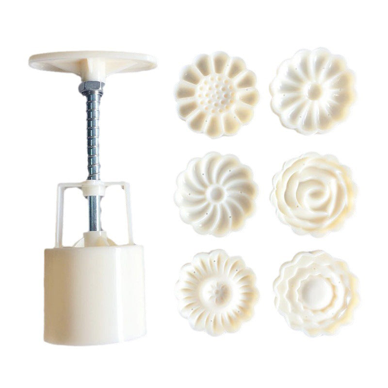 Mooncake Mold Set with Flower Pattern Stamps – Ideal for DIY Mid-Autumn Cakes, Cookies, and Desserts