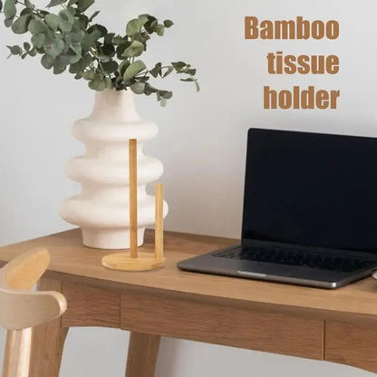 Beech Wood Paper Towel Holder Countertop Stand with Non-Slip Base