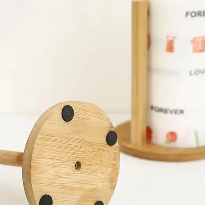 Beech Wood Paper Towel Holder Countertop Stand with Non-Slip Base