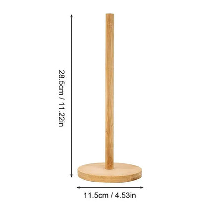 Beech Wood Paper Towel Holder Countertop Stand with Non-Slip Base