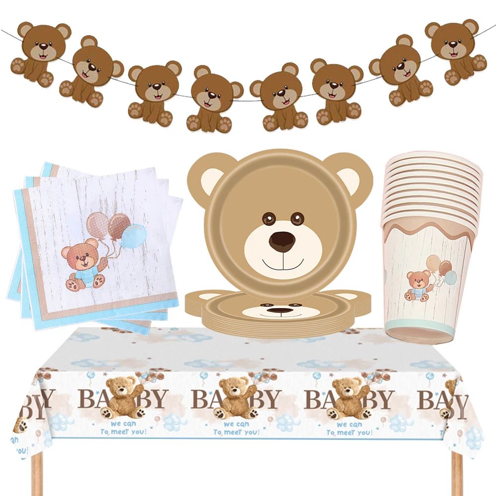 Coffee Brown Teddy Bear Balloon and Number Heart Balloon Set – Party Decorations