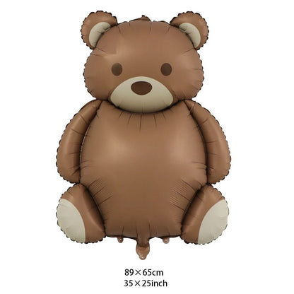 Coffee Brown Teddy Bear Balloon and Number Heart Balloon Set – Party Decorations