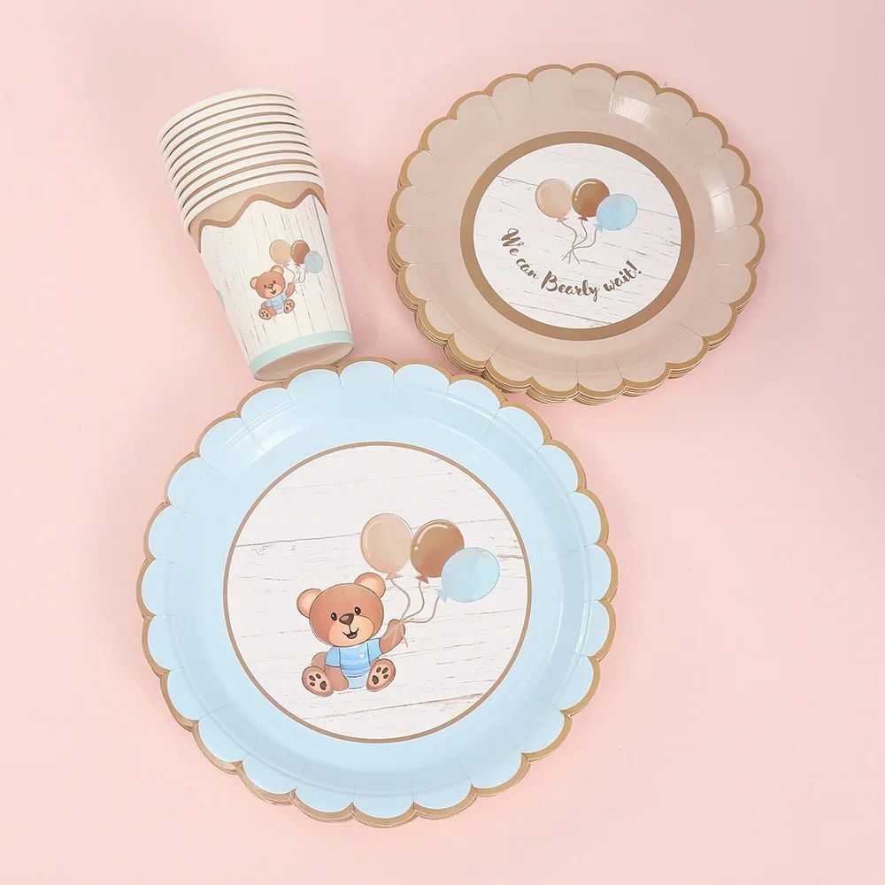 Coffee Brown Teddy Bear Balloon and Number Heart Balloon Set – Party Decorations
