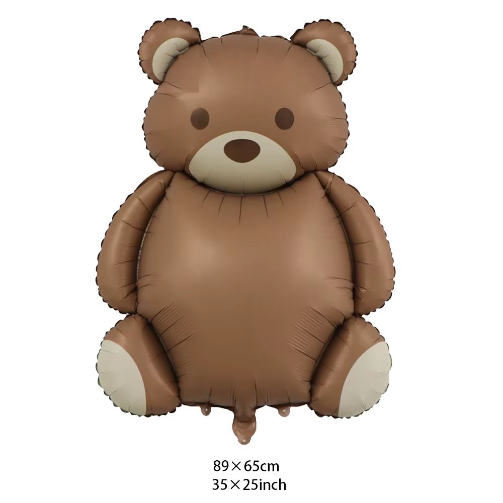 Coffee Brown Teddy Bear Balloon and Number Heart Balloon Set – Party Decorations