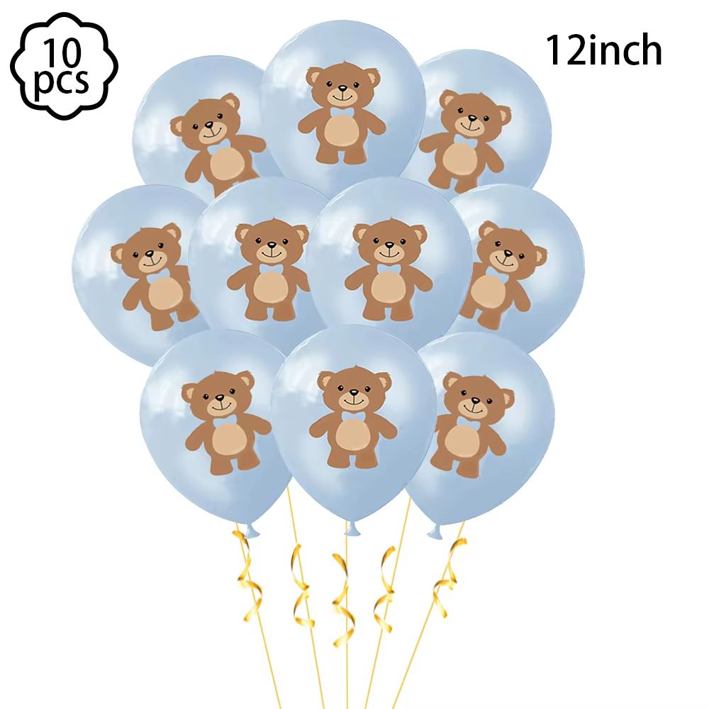 Coffee Brown Teddy Bear Balloon and Number Heart Balloon Set – Party Decorations