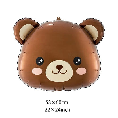 Coffee Brown Teddy Bear Balloon and Number Heart Balloon Set – Party Decorations