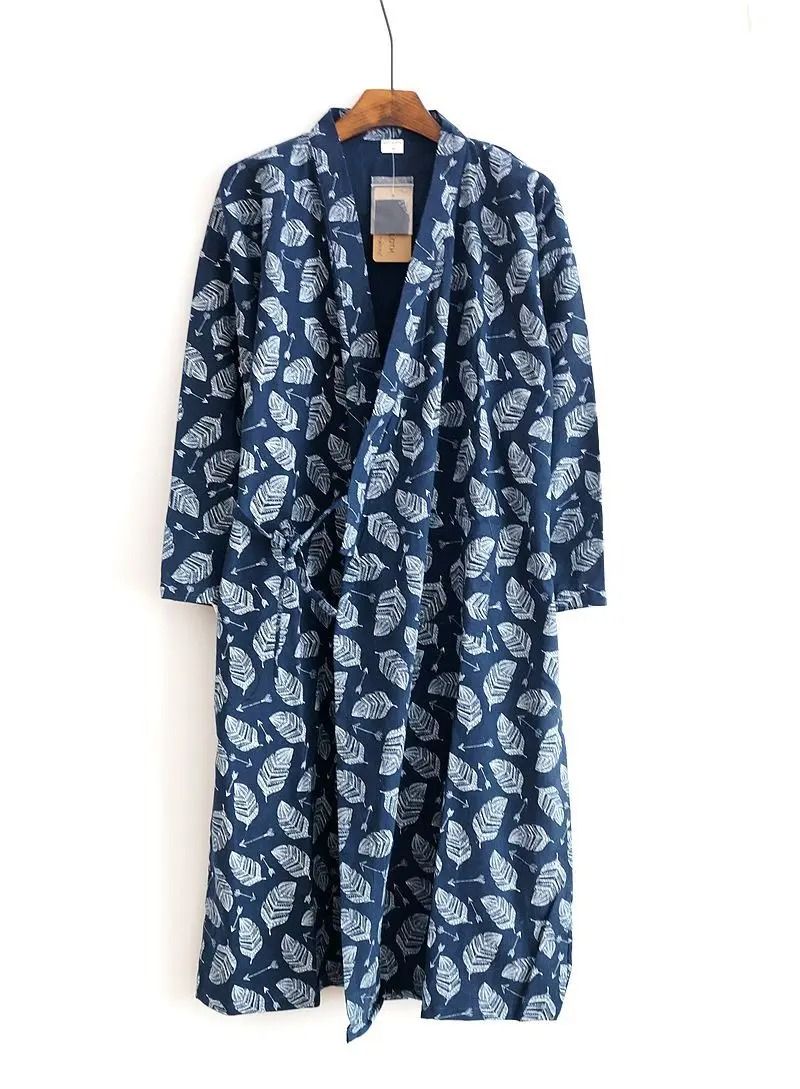 2026 Premium Men's 100% Cotton Gauze Robe – Loose Thin Japanese Yukata & Hooded V-Neck Bathrobe