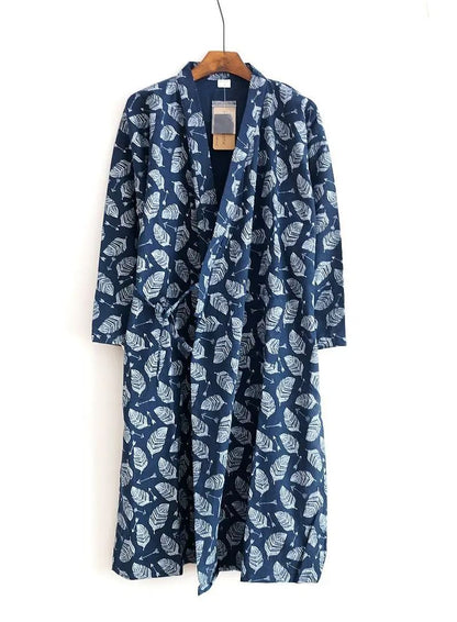 2026 Premium Men's 100% Cotton Gauze Robe – Loose Thin Japanese Yukata & Hooded V-Neck Bathrobe