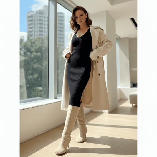 Autumn Winter Women's Knee High Boots – 6cm Slim High Heels, Round Toe Fashion Long Boots, Knight-Inspired Style