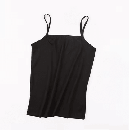 Ice Silk Built-In Bra Crop Top Summer Sports Spaghetti Strap Camisole