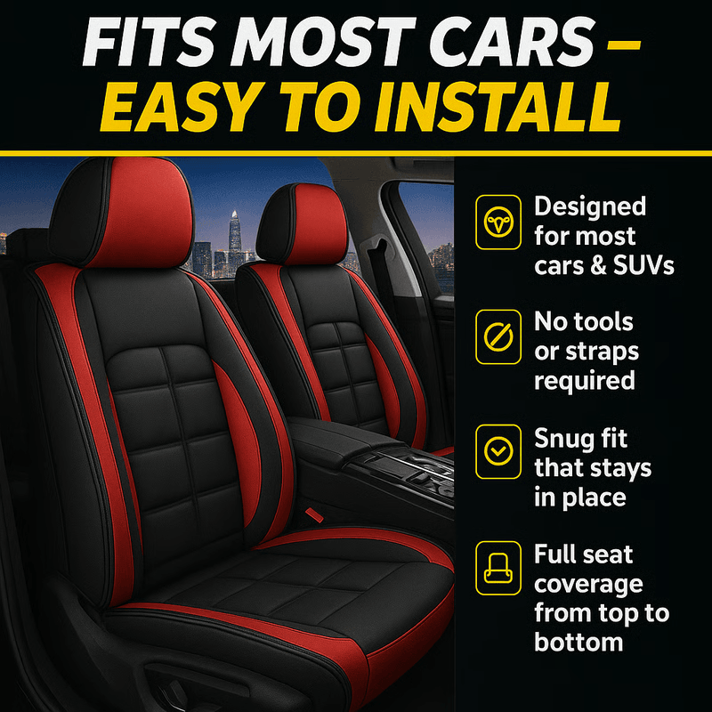 All Season Universal Pad, Full Leather Car Seat Cushion, Driver or Passenger Seat Cover
