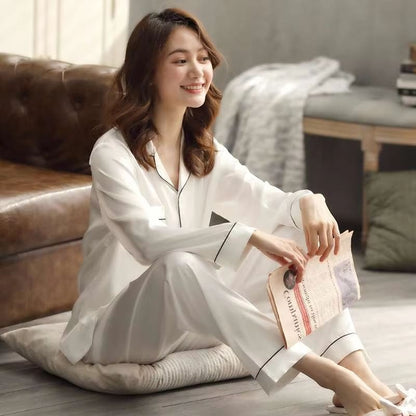 Silk Satin Couples Pajama Set – Luxury Long Sleeve Button Down Sleepwear for Women and Men