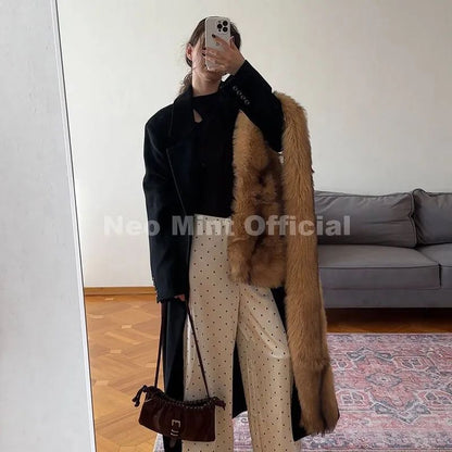 Luxury Faux Fur Striped Winter Scarf
