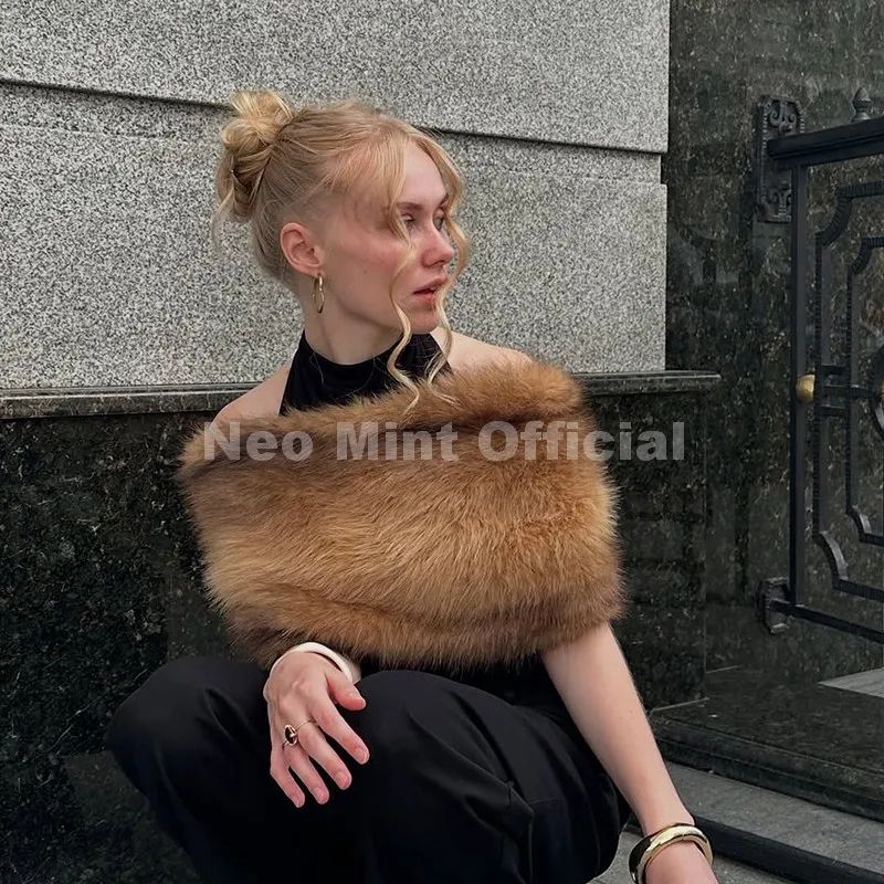 Luxury Faux Fur Striped Winter Scarf