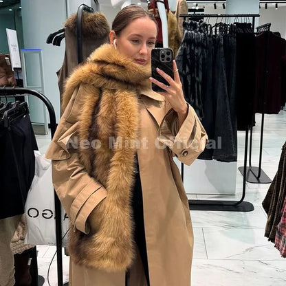 Luxury Faux Fur Striped Winter Scarf