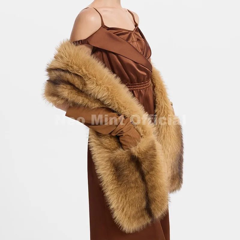 Luxury Faux Fur Striped Winter Scarf
