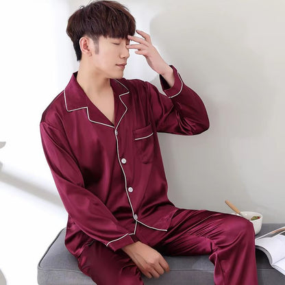 Silk Satin Couples Pajama Set – Luxury Long Sleeve Button Down Sleepwear for Women and Men
