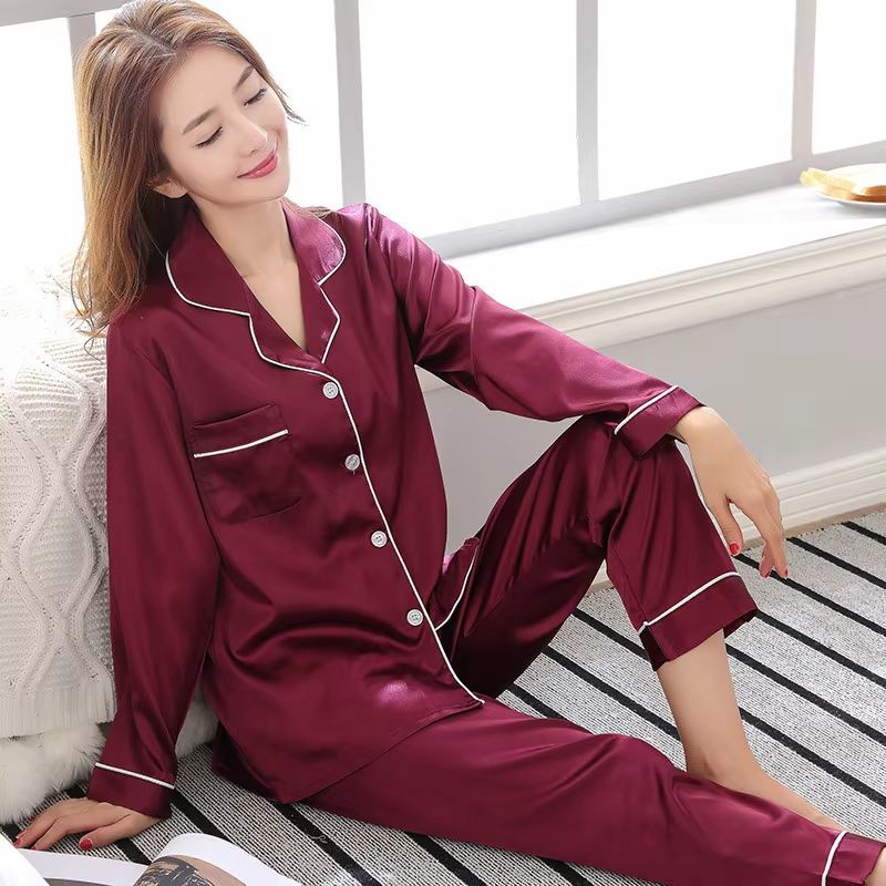 Silk Satin Couples Pajama Set – Luxury Long Sleeve Button Down Sleepwear for Women and Men