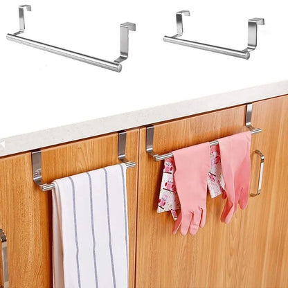 No-Drill Stainless Steel Towel Bar – Over the Door Space-Saving Bathroom & Kitchen Rack