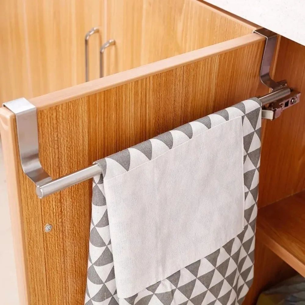No-Drill Stainless Steel Towel Bar – Over the Door Space-Saving Bathroom & Kitchen Rack