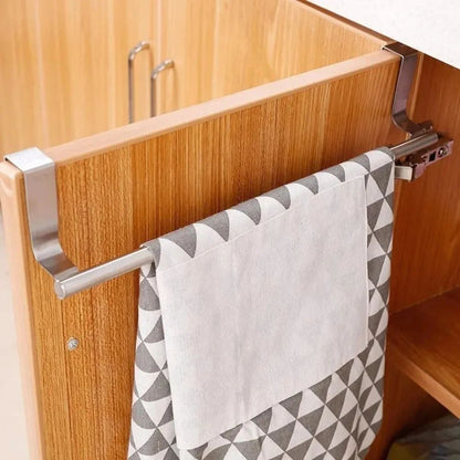 No-Drill Stainless Steel Towel Bar – Over the Door Space-Saving Bathroom & Kitchen Rack