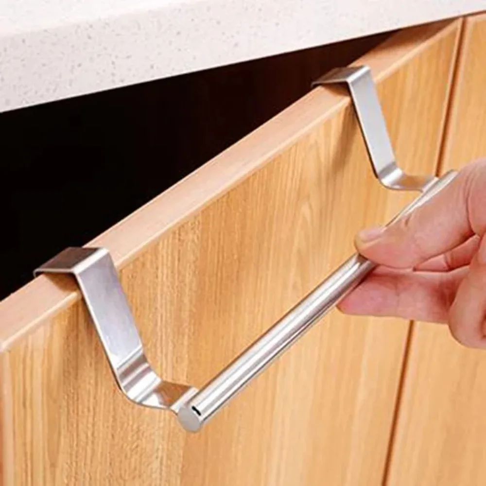 No-Drill Stainless Steel Towel Bar – Over the Door Space-Saving Bathroom & Kitchen Rack