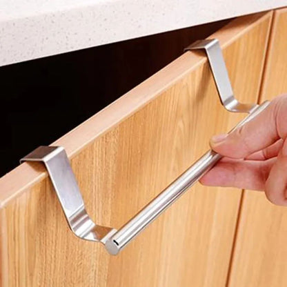 No-Drill Stainless Steel Towel Bar – Over the Door Space-Saving Bathroom & Kitchen Rack