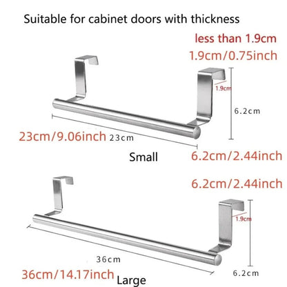 No-Drill Stainless Steel Towel Bar – Over the Door Space-Saving Bathroom & Kitchen Rack