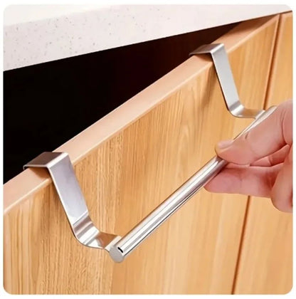 Stainless Steel Over the Door Towel Rack – Space-Saving Bathroom & Kitchen Organizer
