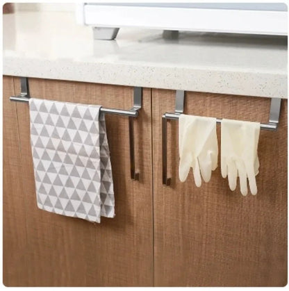 Stainless Steel Over the Door Towel Rack – Space-Saving Bathroom & Kitchen Organizer