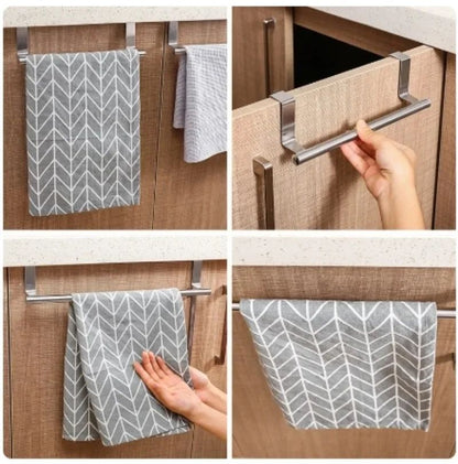 Stainless Steel Over the Door Towel Rack – Space-Saving Bathroom & Kitchen Organizer