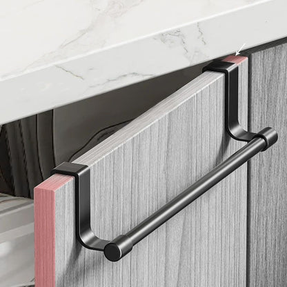 Over-Cabinet Towel Rack – Punch-Free Steel Cabinet Door Towel Holder Organizer