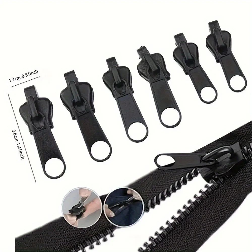6Pcs Universal Instant Zipper Repair Kit – Multi-Size Replacement Zipper Fix Set