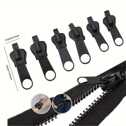 6Pcs Universal Instant Zipper Repair Kit – Multi-Size Replacement Zipper Fix Set