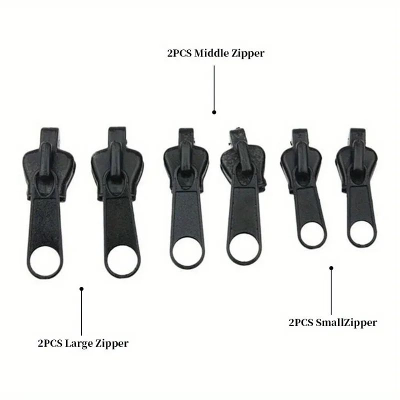 6Pcs Universal Instant Zipper Repair Kit – Multi-Size Replacement Zipper Fix Set