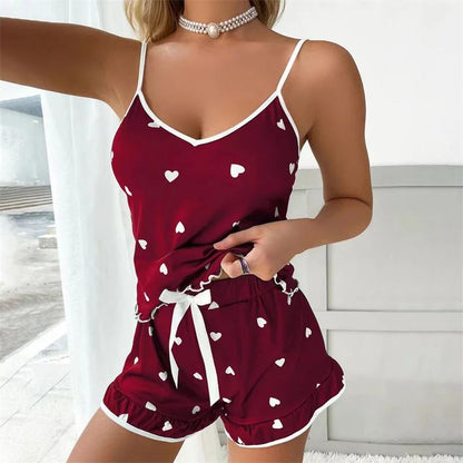 Womens Cute Printed Summer Pajama Set