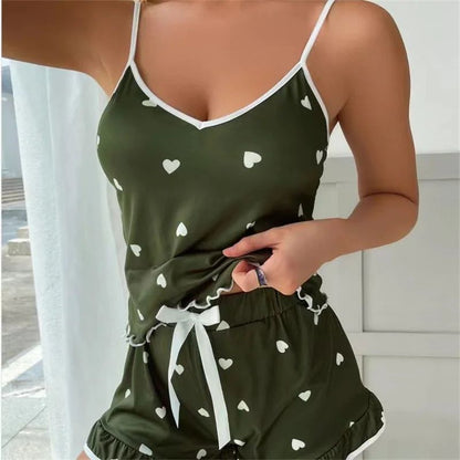 Womens Cute Printed Summer Pajama Set
