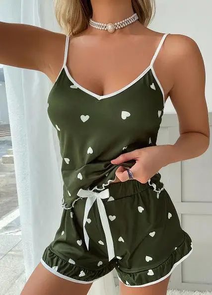 Womens Cute Printed Summer Pajama Set