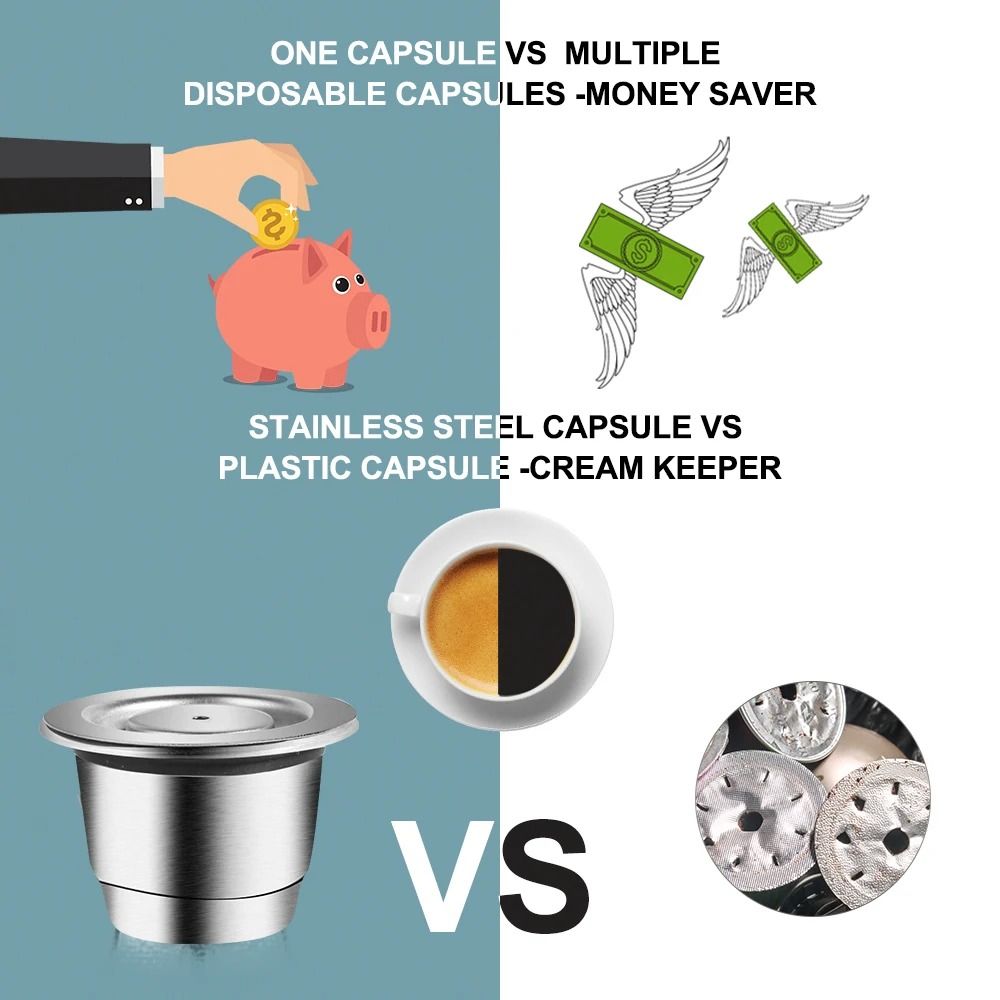 Reusable Nespresso Coffee Capsules – Stainless Steel Refillable Pods & Professional Eco-Friendly Coffeeware