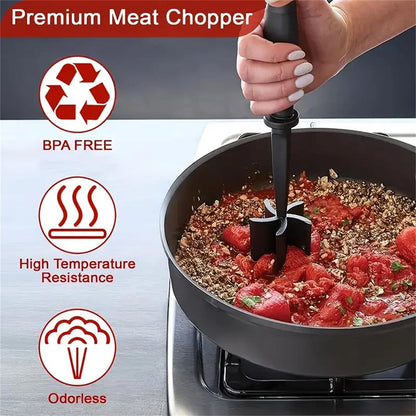 Meat Chopper & Shredder – Heat-Resistant Hamburger Meat Smasher for Ground Beef & More