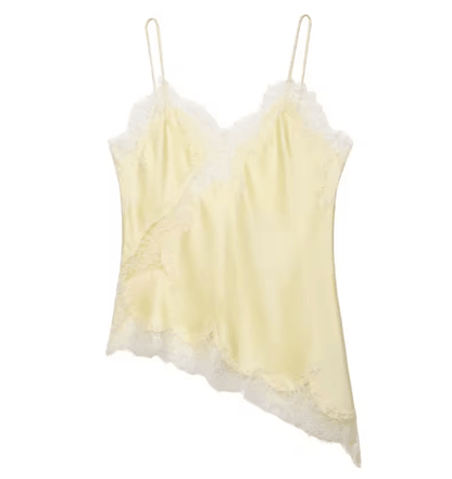 HXAO Y2K Lace Camisole Asymmetrical Satin Backless Slip Top