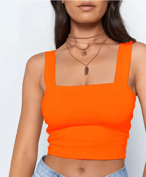 Women Square Neck Crop Top Backless Summer Tank