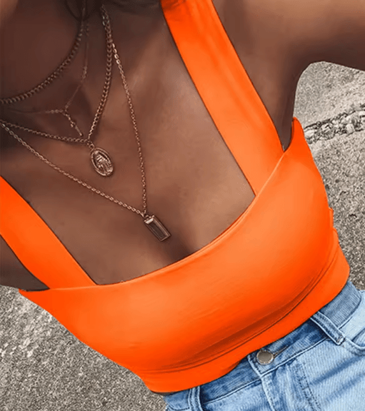 Women Square Neck Crop Top Backless Summer Tank