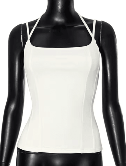 Womens Shoulder Bared Slim Fit Top Double Rope Strap Vest