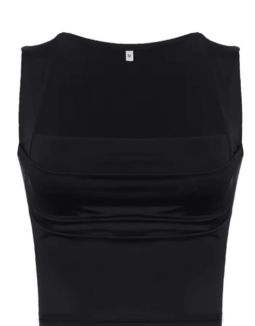 Womens Square Neck Low Cut Camisole Pleated Slim Fit Summer Top