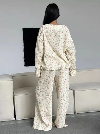 Muzuleva 100% Cotton Printed Cardigan Pajama Set for Women