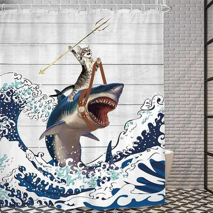Creative Kids "Cat Riding Dinosaur" Shower Curtain