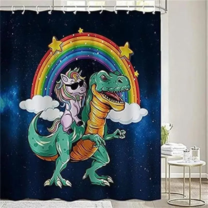 Creative Kids "Cat Riding Dinosaur" Shower Curtain