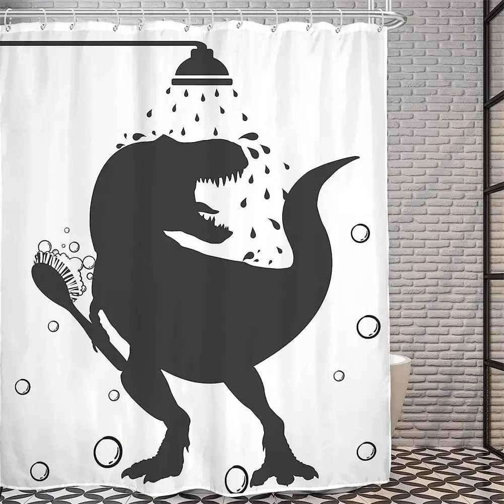 Creative Kids "Cat Riding Dinosaur" Shower Curtain