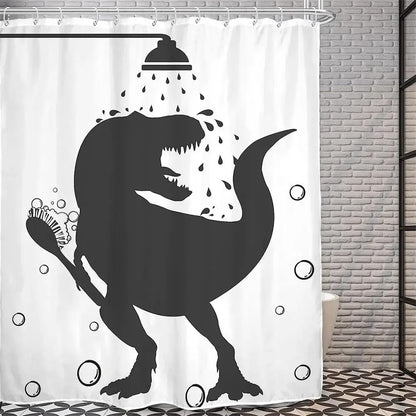 Creative Kids "Cat Riding Dinosaur" Shower Curtain